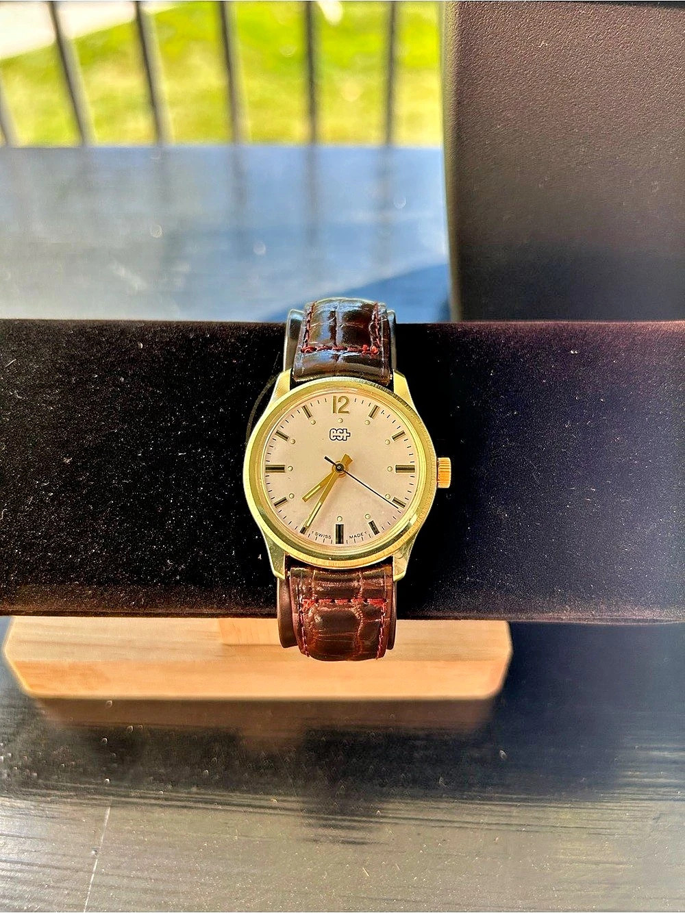 Brown Leather Strap Gold-Tone Watch